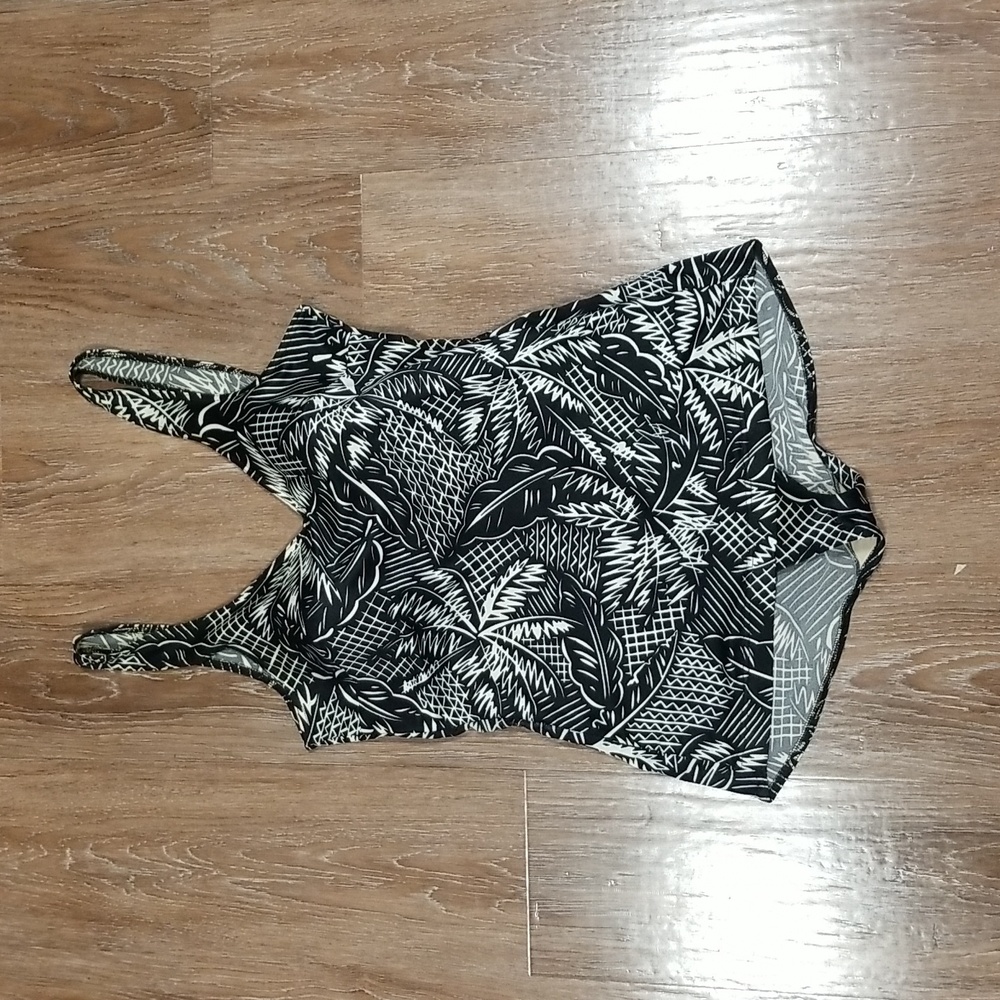 (16) Maillot Baltex Made in Canada Tropical Palm Print Padded Support One Piece
